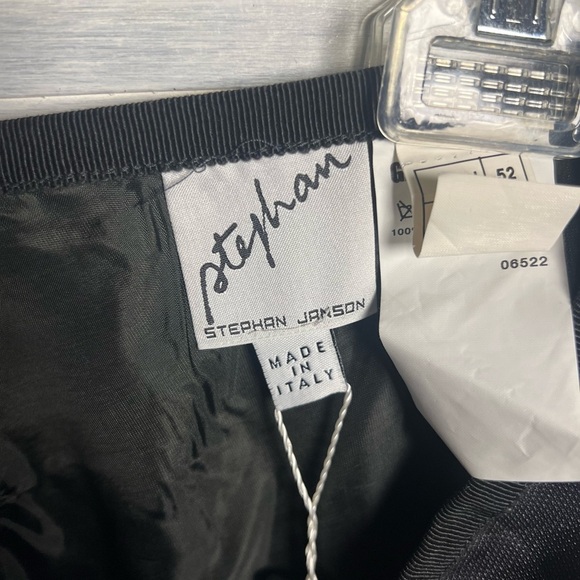 Vintage Stephan Janson Black Sleek Embroidered Silk‎ Skirt Classic Career - Picture 6 of 7